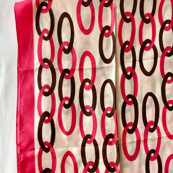 Vintage Jacques Piaget Italian Acetate Scarf Rectangle 18" X 53" Pink White - Picture 2 of 16